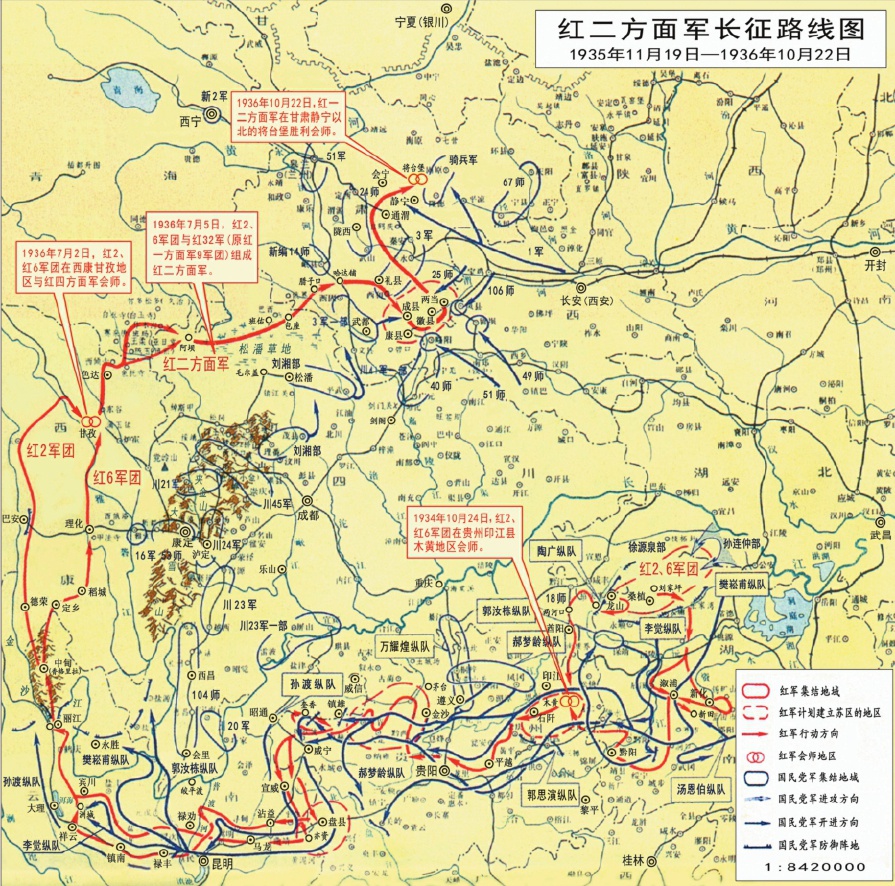 红二方面军长征路线